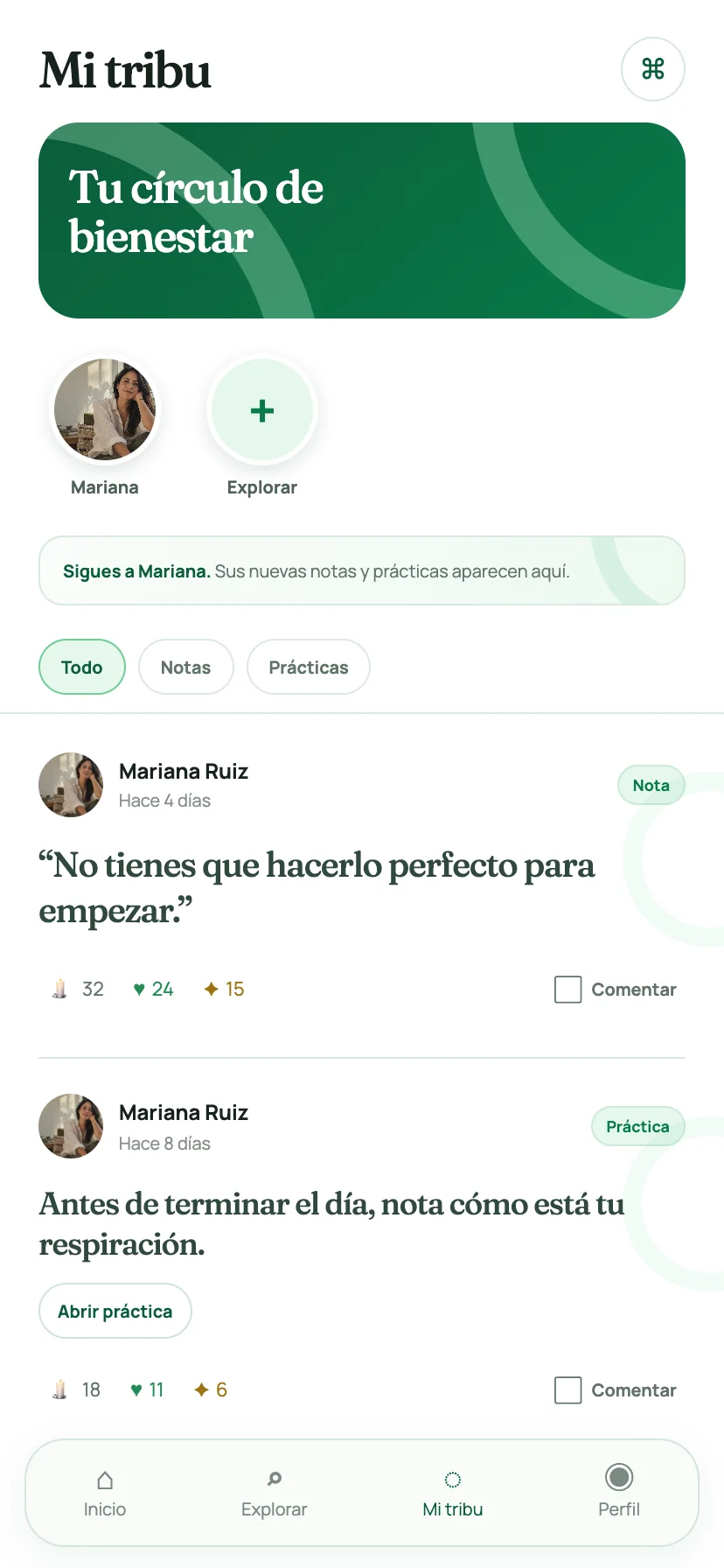 Mi tribu reúne publicaciones de los santuarios que sigue una persona Seeker
