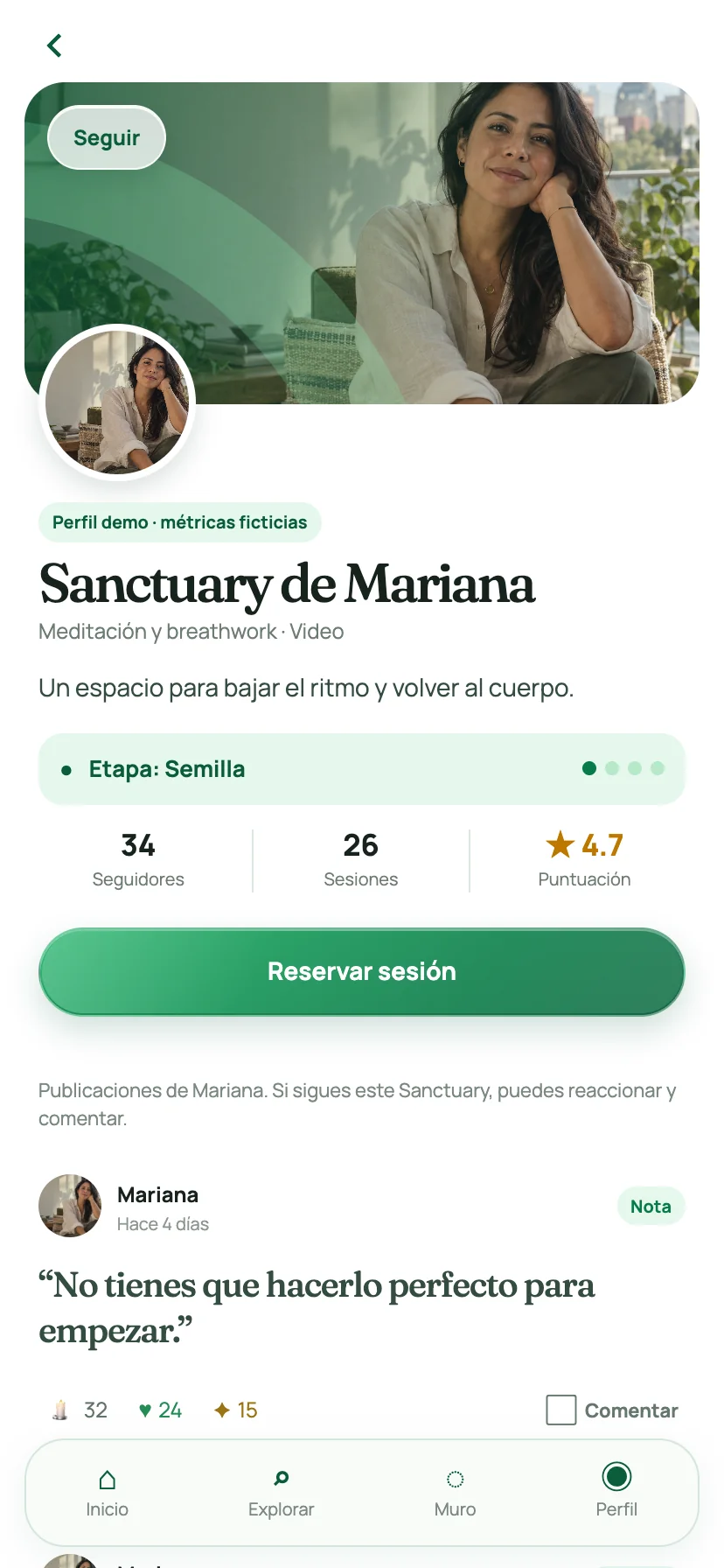 Vista de ejemplo de un santuario y su Muro